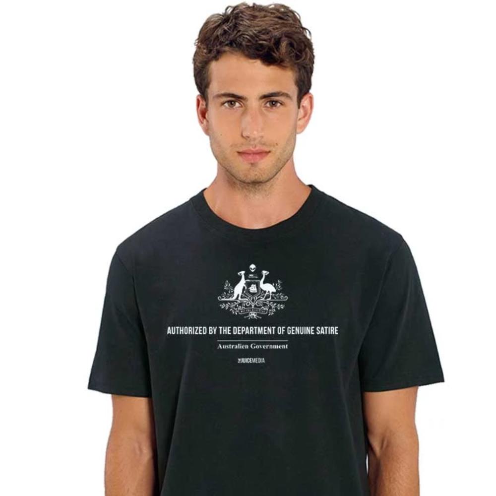 DEPT OF GENUINE SATIRE - UNISEX TEE - BLACK