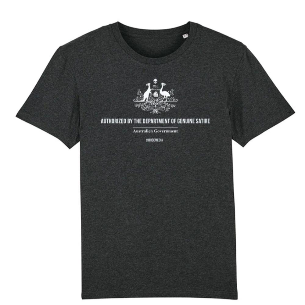 DEPT OF GENUINE SATIRE - UNISEX TEE - DARK HEATHER GREY