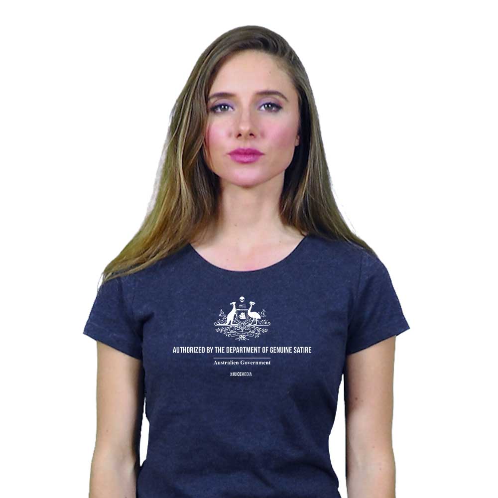 DEPT OF GENUINE SATIRE - LADIES TEE - DARK HEATHER GREY