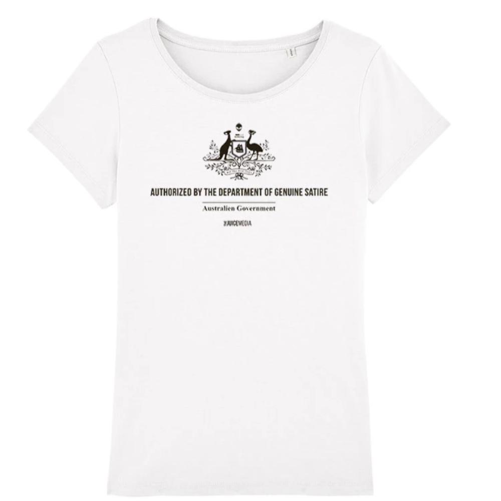 DEPT OF GENUINE SATIRE - LADIES TEE - WHITE