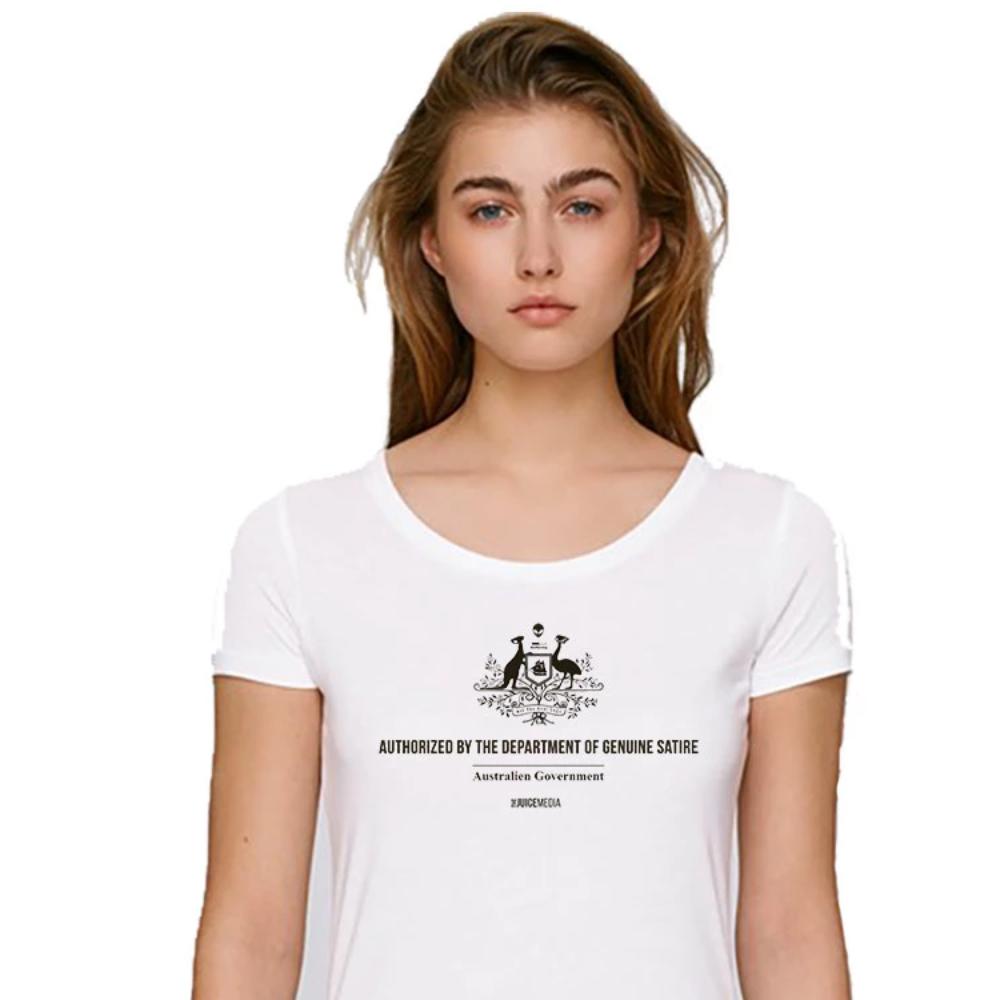 DEPT OF GENUINE SATIRE - LADIES TEE - WHITE