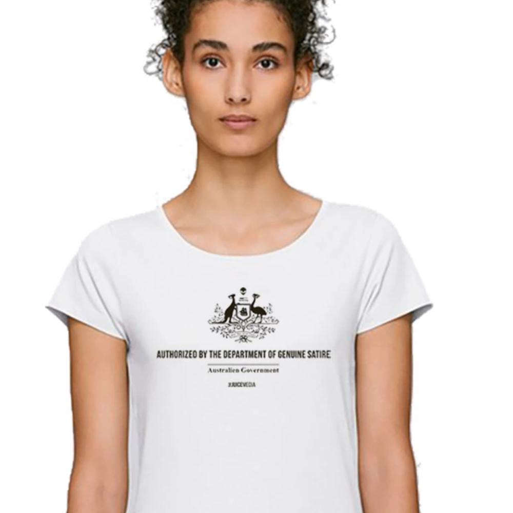 DEPT OF GENUINE SATIRE - LADIES TEE - WHITE